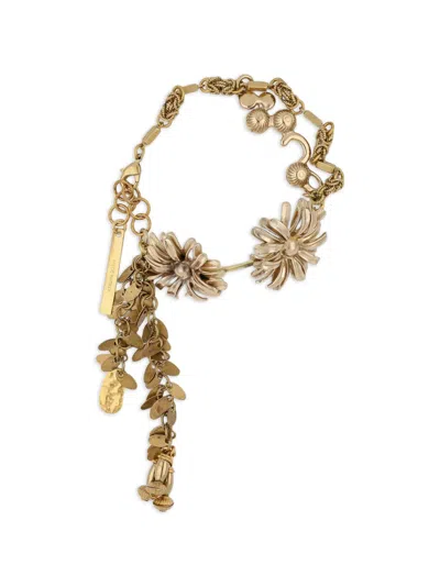 Dries Van Noten Chain Floral Bracelet In Gold