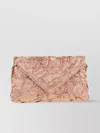 Dries Van Noten Chain Strap Crinkled Texture Envelope Flap Metallic Finish Pleated Fabric Shoulder Bag