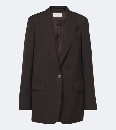 Dries Van Noten Chalk Stripe Single-breasted Blazer In Brown