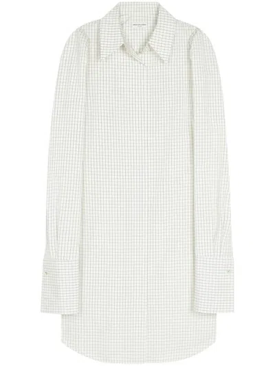 Dries Van Noten Check Pattern Shirt Dress In White