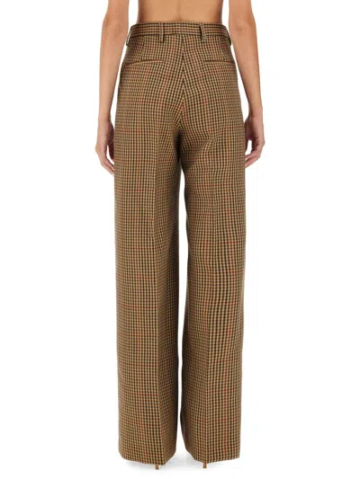 Dries Van Noten Check Pattern Wool Trousers In Brown