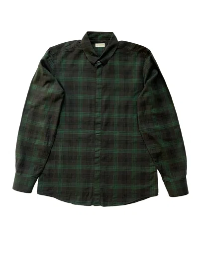 Pre-owned Dries Van Noten Checked Button Up Shirt In Black/green