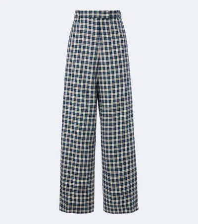 Dries Van Noten Checked Cotton Flannel Wide-leg Pants In Multi