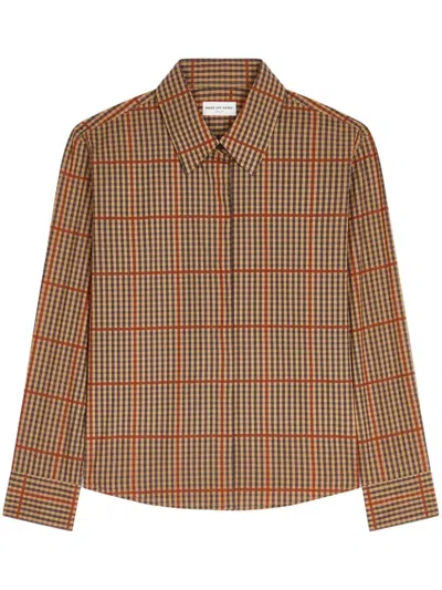 Dries Van Noten Checked Cotton Shirt In Rust