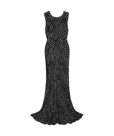 Dries Van Noten Checked Woven Maxi Dress In Black