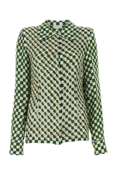Dries Van Noten Women's Checked Paillette-embellished Shirt In Green