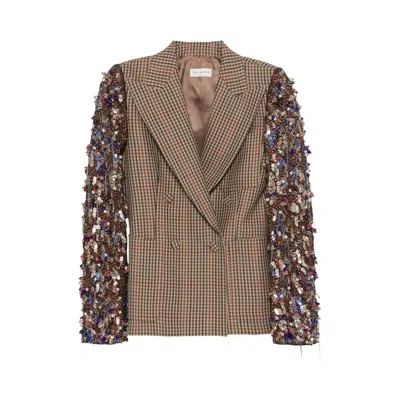 Pre-owned Dries Van Noten Checked Embroidered Blazer 'rust' | Brown | Women's Size 36