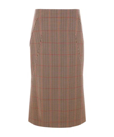 Dries Van Noten Checked Flared Skirt In Neutral