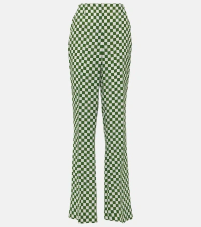 Dries Van Noten Checked High-rise Straight Trousers In Multicoloured