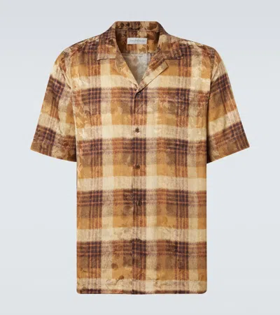 Dries Van Noten Checked Jacquard Bowling Shirt In Brown