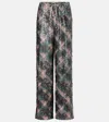 Dries Van Noten Waistband Pants Wide Leg Textured Fabric In Green