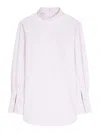 Dries Van Noten Grid Mock-neck Cotton Shirt In Nude & Neutrals