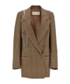 Dries Van Noten Blink Plaid Blazer With Crystal Chains In Brown