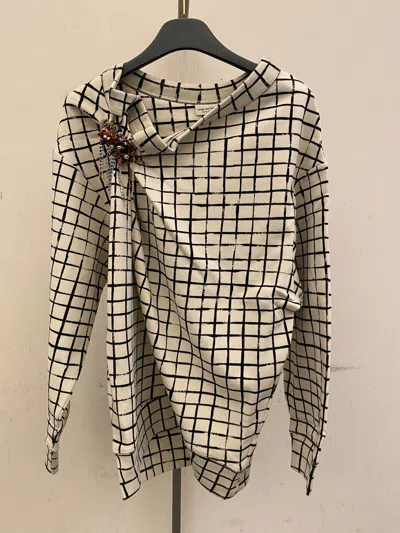 Dries Van Noten Checked Sweater In Nude