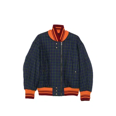 Dries Van Noten Checked Wool Blend Jacket In Blue