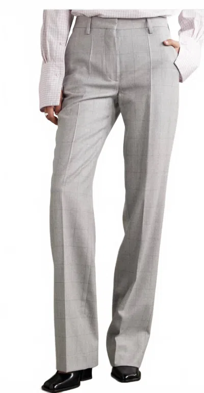 Dries Van Noten Checked Wool-flannel Straight-leg Pants In Light Grey In Gray