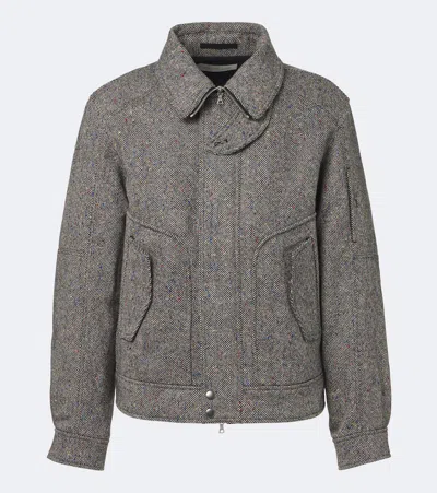 Dries Van Noten Checked Wool Jacket In Gray