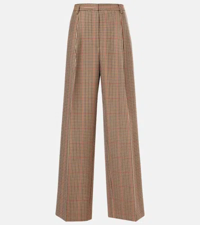 DRIES VAN NOTEN CHECKED WOOL WIDE-LEG PANTS
