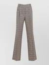 Dries Van Noten Flared Trousers With Classic Check Pattern And Tailored Fit In Grey