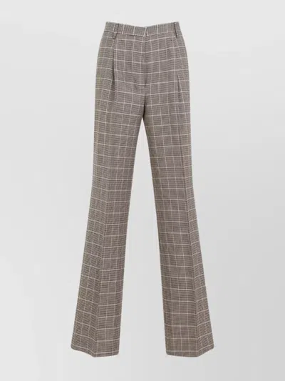 DRIES VAN NOTEN CHECKERED COTTON MID-WAIST PANTS