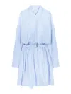 Dries Van Noten Dindi Belted Long-sleeve Shirtdress In Blue