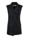 Dries Van Noten Floral Patterned Sleeveless Jacket With Tailored Silhouette In Black
