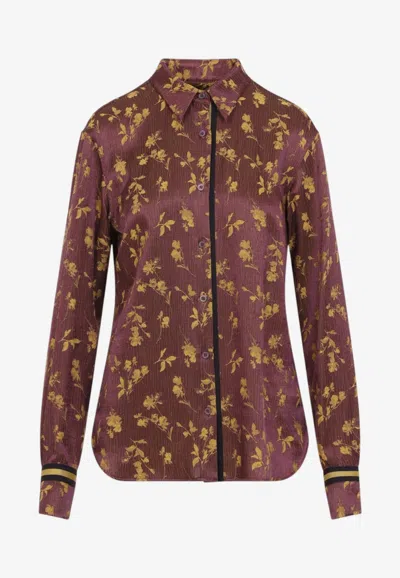 Dries Van Noten Chloris Floral Jacquard Grosgrain Trim Shirt In Multi