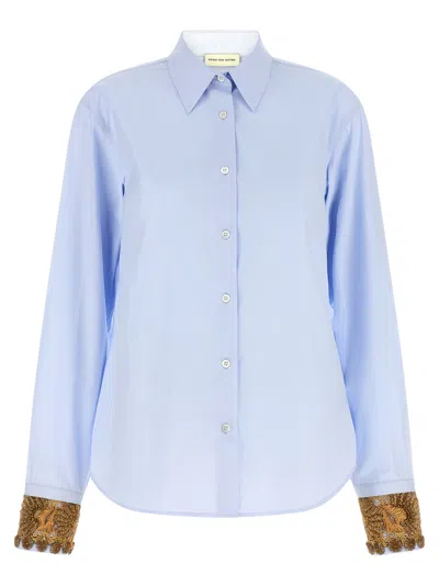 Dries Van Noten Embroidered Cotton-poplin Shirt In Blue