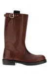 Dries Van Noten Dark Brown Leather Boots In Brown