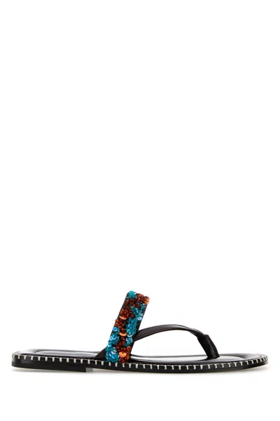 Dries Van Noten Chocolate Leather Thong Slippers In Brown