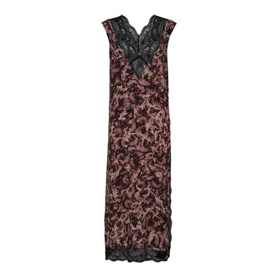 Dries Van Noten Chopped Orchid Print Polyester Dress In Brown