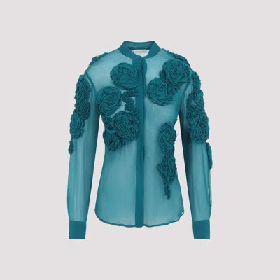 Dries Van Noten Chowsa Viscose Blouse In Green