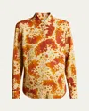 Dries Van Noten Chowy Abstract Print Button-up Shirt In Rust