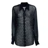 Dries Van Noten Women Blue Shirt With Pointed Collar And All-over Crystal Application In Viscose Wom In Black