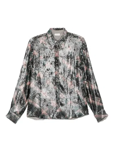 Dries Van Noten Chowy Emb Shirt In Gray