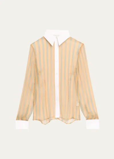 Dries Van Noten Chowy Embellished Button-front Shirt In Peach