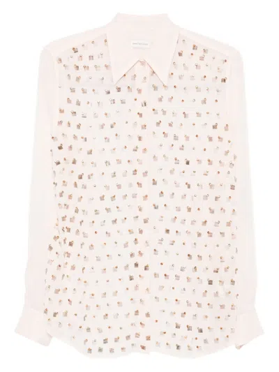 Dries Van Noten Chowy Embroidered Shirt In Pink