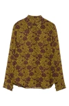 Dries Van Noten Chowy Floral Georgette Button-up Shirt In Olive
