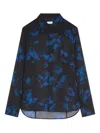 Dries Van Noten Sheer Floral Shirt In Blue