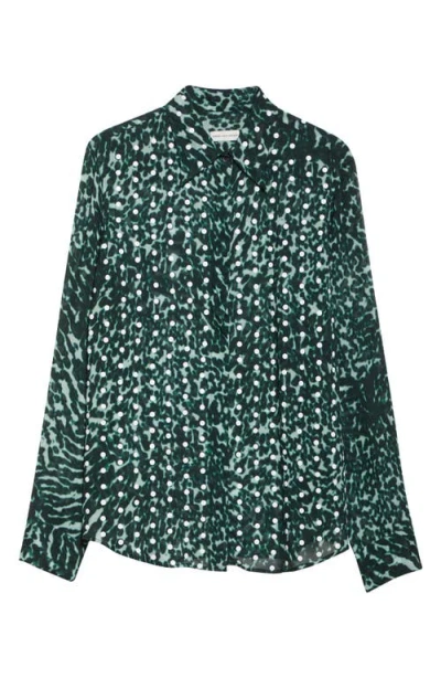 Dries Van Noten Chowy Mixed Print Button-up Shirt In Blue