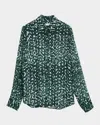 Dries Van Noten Chowy Polka-dot Print Button-down Shirt In Green