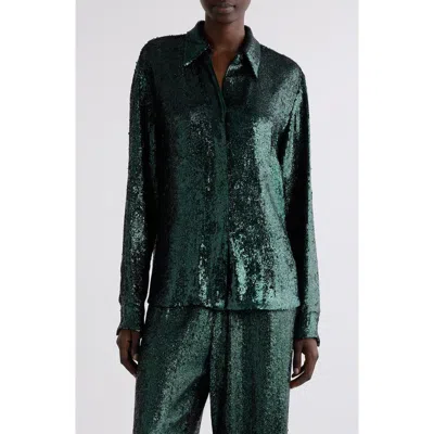 DRIES VAN NOTEN DRIES VAN NOTEN CHOWY SEQUIN BUTTON-UP SHIRT