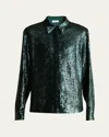 Dries Van Noten Womens Bottle Sequin-embellished Long-sleeves Woven Shirt