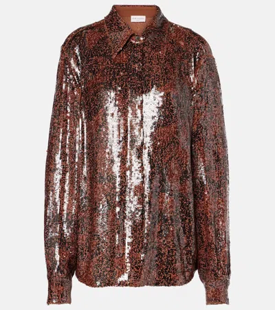 Dries Van Noten Chowy Sequined Shirt In Yellow