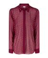Dries Van Noten Bordeaux Shirt With Pointed Collar And All-over Applied Studs In Silk Woman In Bordeaux