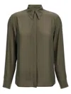 Dries Van Noten Women Silk Blend Satin Shirt In Green