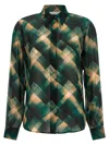 Dries Van Noten Sheer Fabric Pointed Collar Long Sleeves Shirt In Green