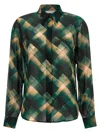 Dries Van Noten Sheer Fabric Pointed Collar Long Sleeves Shirt In Green