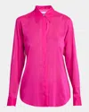 Dries Van Noten Chowy Stretch Silk Button-up Shirt In Fuchsia