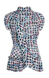 Dries Van Noten Chuchu Polka-dot Georgette Top In Blue